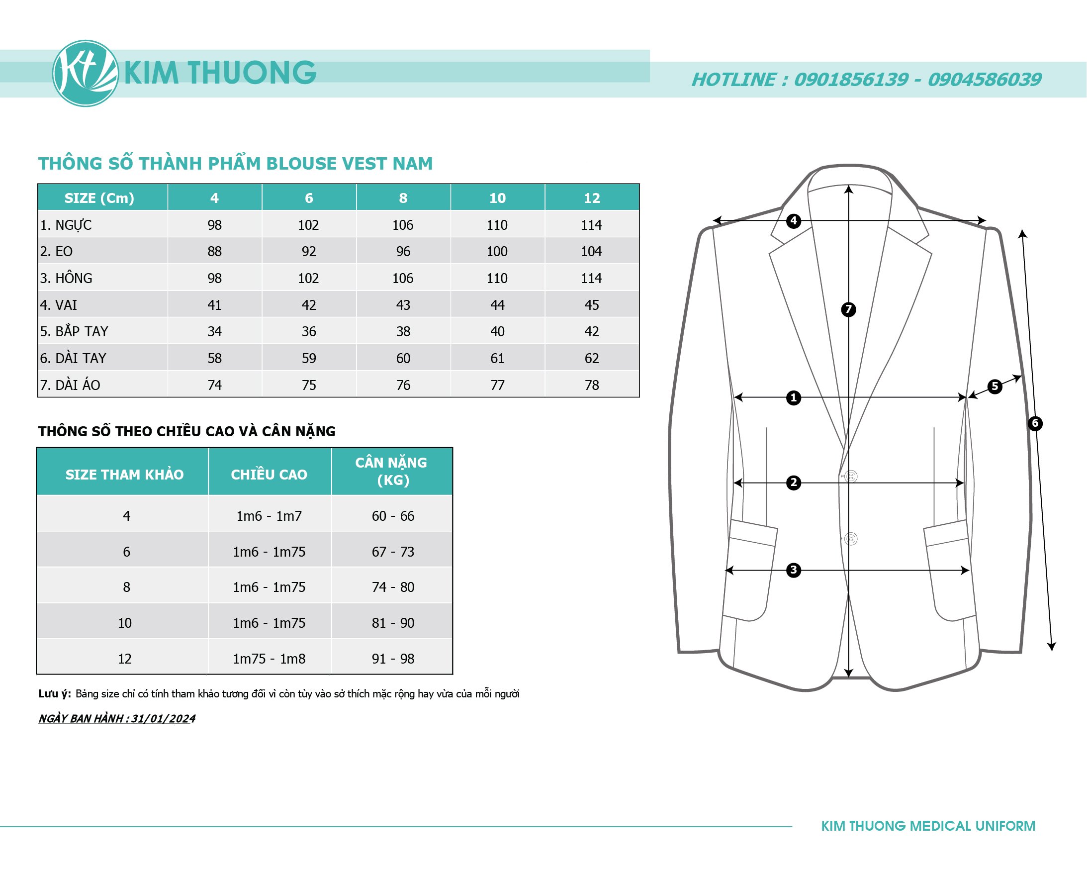 Chọn Size Áo Blouse Bác Sĩ